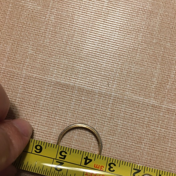 18 K gold ring with platinum oblique pattern - Picture 5 of 6